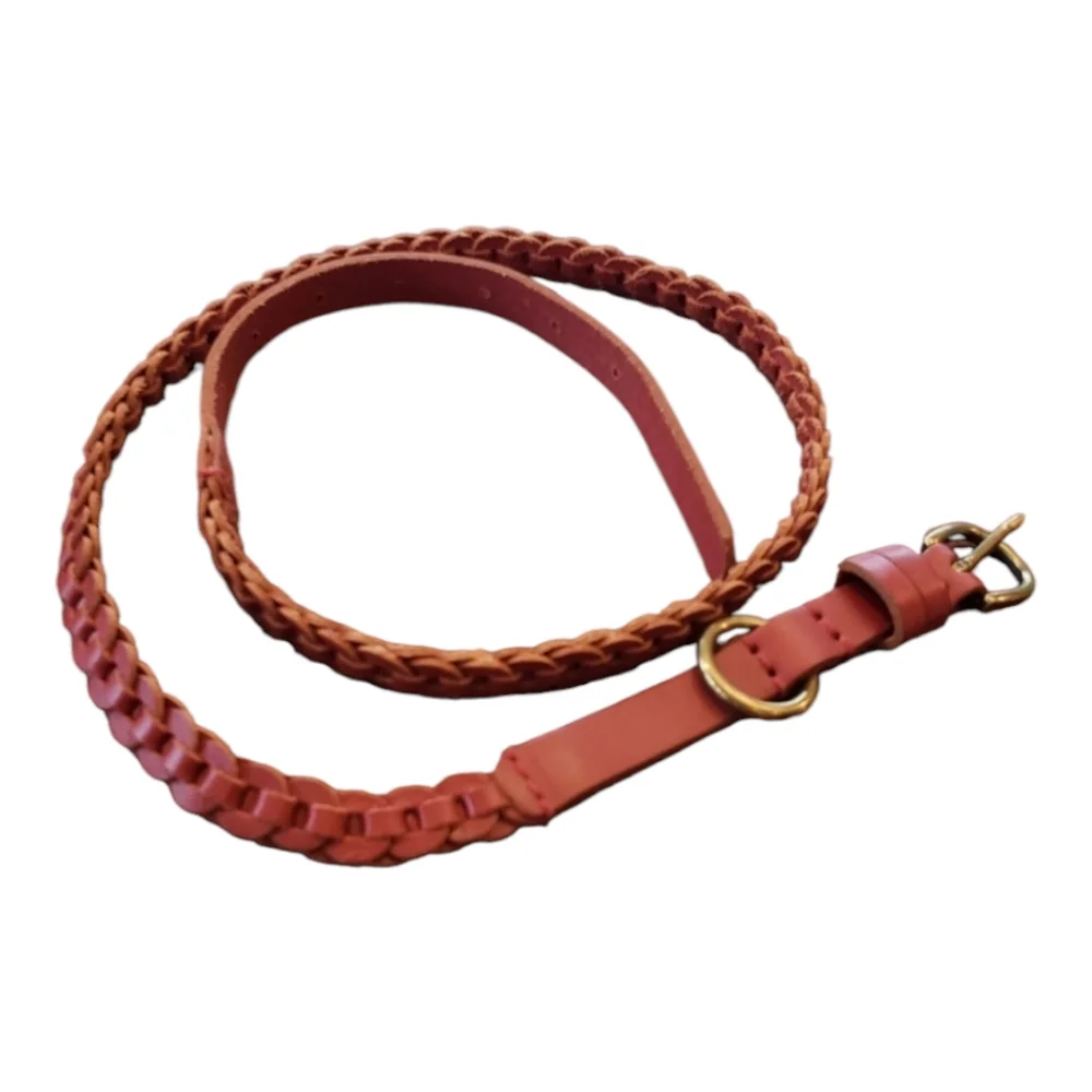 Vintage Braided Leather Belt - Red 40 inches‎